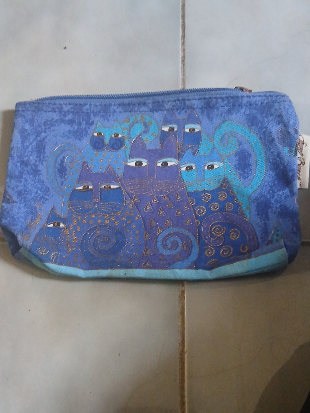 LAUREL BURCH Cat Canvas Cosmetic Bag NWOT